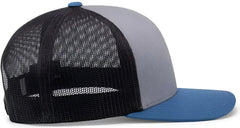 Pacific Headwear 104C Trucker Snapback Cap - Heather Grey Lt Charcoal Ocean Blue - Heather Grey Lt Charcoal Ocean Blue