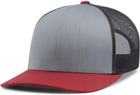 Pacific Headwear 104C Trucker Snapback Cap - Heather Grey Lt Charcoal Varsity - Heather Grey Lt Charcoal Varsity / 7’’