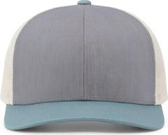 Pacific Headwear 104C Trucker Snapback Cap - Heather Grey Smoke Blue Beige - Gray Ivory / 7’’ - 7 7/8’’