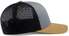 Pacific Headwear 104C Trucker Snapback Cap - HeatherGrey LtCharcoal AmberGo - Gray Dark Gray / 7’’ - 7 7/8’’