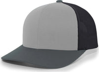 Pacific Headwear 104C Trucker Snapback Cap - HeatherGrey LtCharcoal LtCharc - Gray Dark Gray / 7’’ - 7 7/8’’