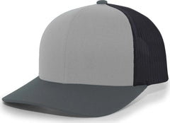 Pacific Headwear 104C Trucker Snapback Cap - HeatherGrey LtCharcoal LtCharc - Gray Dark Gray / 7’’ - 7 7/8’’