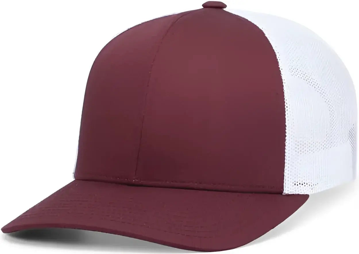 Pacific Headwear 104C Trucker Snapback Cap - Maroon White Maroon - Maroon White Maroon / 7’’ - 7 7/8’’