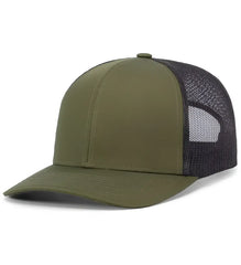 Pacific Headwear 104C Trucker Snapback Cap - Moss Green Lt Charcoal Moss Green - Moss Green Lt Charcoal Moss Green