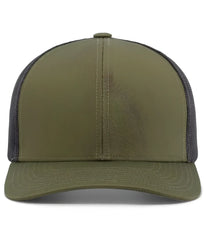 Pacific Headwear 104C Trucker Snapback Cap - Moss Green Lt Charcoal Moss Green - Moss Green Lt Charcoal Moss Green