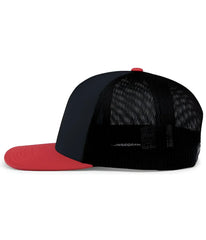 Pacific Headwear 104C Trucker Snapback Cap - Navy Red - Navy Red / 7’’ - 7 7/8’’