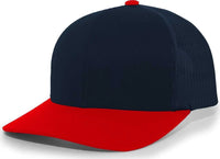 Pacific Headwear 104C Trucker Snapback Cap - Navy Red - Navy Red / 7’’ - 7 7/8’’