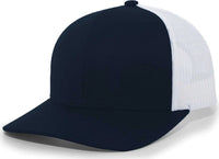 Pacific Headwear 104C Trucker Snapback Cap - Navy White - Navy White / 7’’ - 7 7/8’’