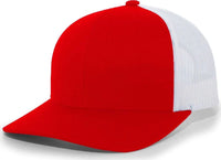 Pacific Headwear 104C Trucker Snapback Cap - Red White - Red White / 6 1/2’’ - 7’’