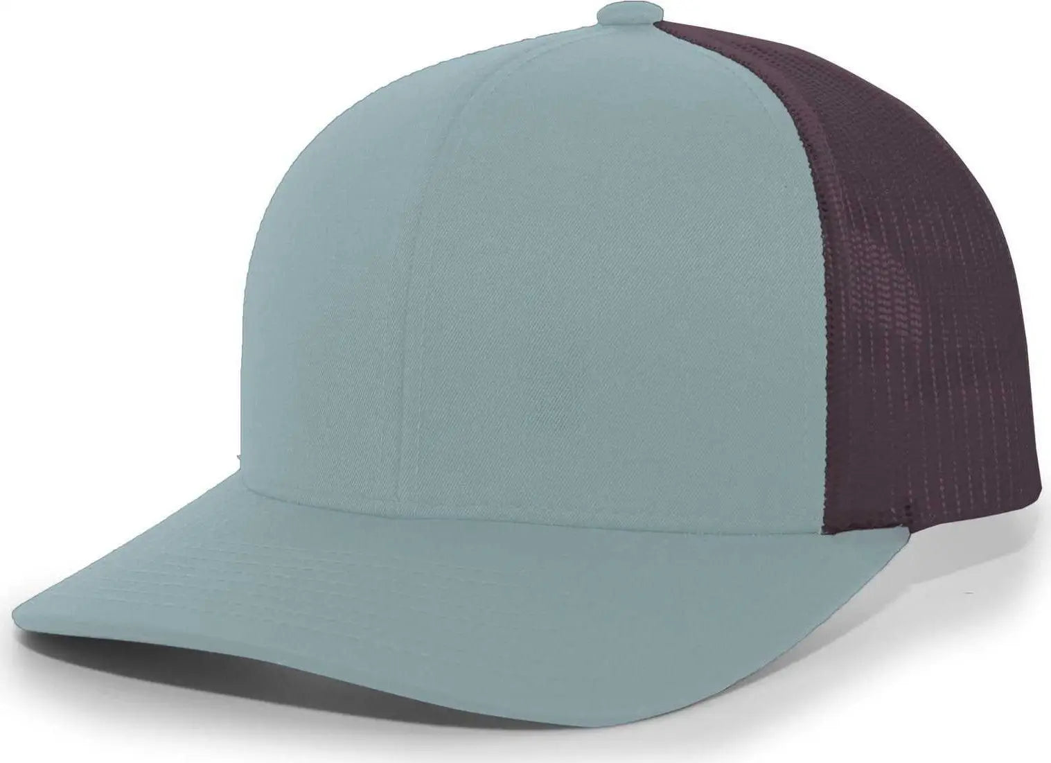 Pacific Headwear 104C Trucker Snapback Cap - Smoke Blue Charcoal - Columbia Blue Dark Gray / 7’’ - 7 7/8’’
