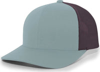 Pacific Headwear 104C Trucker Snapback Cap - Smoke Blue Charcoal - Columbia Blue Dark Gray / 7’’ - 7 7/8’’