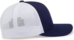 Pacific Headwear 104C Trucker Snapback Cap - True Navy White True Navy - True Navy White True Navy / 7’’ - 7 7/8’’