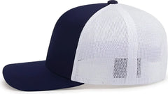 Pacific Headwear 104C Trucker Snapback Cap - True Navy White True Navy - True Navy White True Navy / 7’’ - 7 7/8’’