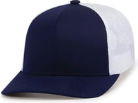 Pacific Headwear 104C Trucker Snapback Cap - True Navy White True Navy - True Navy White True Navy / 7’’ - 7 7/8’’