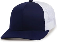 Pacific Headwear 104C Trucker Snapback Cap - True Navy White True Navy - True Navy White True Navy / 7’’ - 7 7/8’’