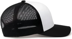 Pacific Headwear 104C Trucker Snapback Cap - White Black - White Black / 7’’ - 7 7/8’’