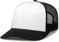 Pacific Headwear 104C Trucker Snapback Cap - White Black - White Black / 7’’ - 7 7/8’’