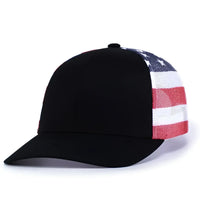 Pacific Headwear 104P Printed Trucker Cap - Black USa Black - Black Usa Black / 7’’ - 7 7/8’’