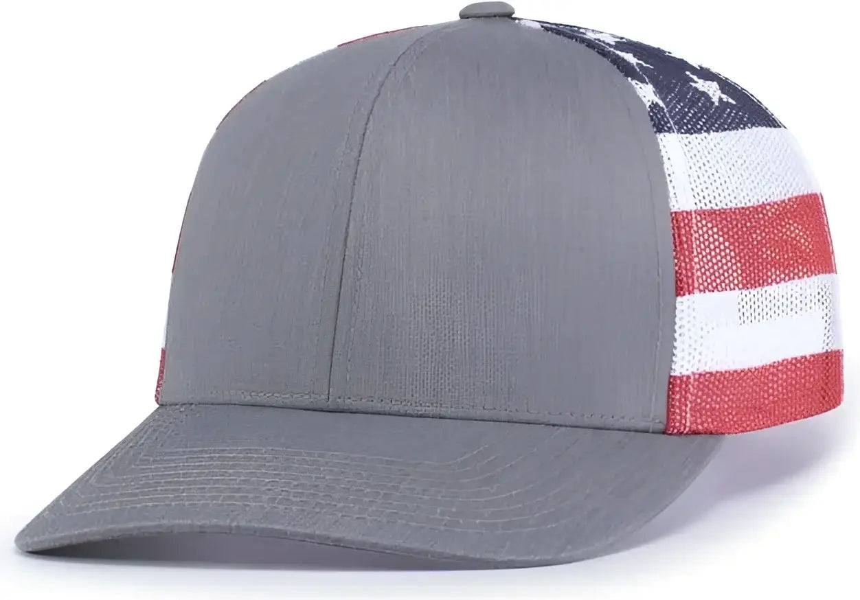 Pacific Headwear 104P Printed Trucker Cap - Heather Grey USa Heather Grey - Heather Grey Usa Heather Grey / 7’’ - 7