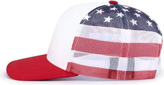 Pacific Headwear 104P Printed Trucker Cap - White USa Red - White Usa Red / 7’’ - 7 7/8’’