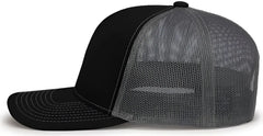 Pacific Headwear 104S Contrast Stitch Snapback Trucker Cap - Black Graphite Black - Black Dark Gray / 7’’ - 7 7/8’’