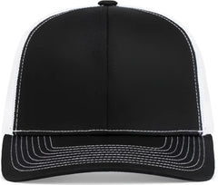 Pacific Headwear 104S Contrast Stitch Snapback Trucker Cap - Black White Black - Black White / 7’’ - 7 7/8’’