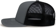 Pacific Headwear 104S Contrast Stitch Snapback Trucker Cap - Graphite Black Graphite - Dark Gray Black / 7’’ - 7 7/8’’