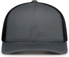 Pacific Headwear 104S Contrast Stitch Snapback Trucker Cap - Graphite Black Graphite - Dark Gray Black / 7’’ - 7 7/8’’