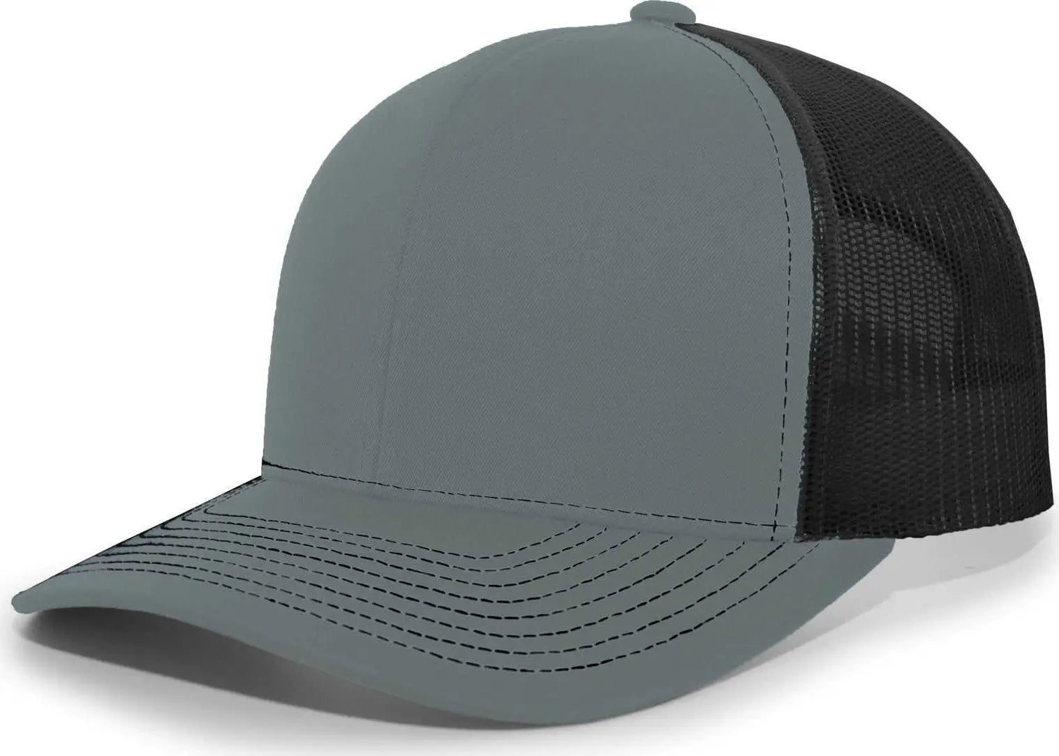 Pacific Headwear 104S Contrast Stitch Snapback Trucker Cap - Graphite Black Graphite - Dark Gray Black / 7’’ - 7 7/8’’