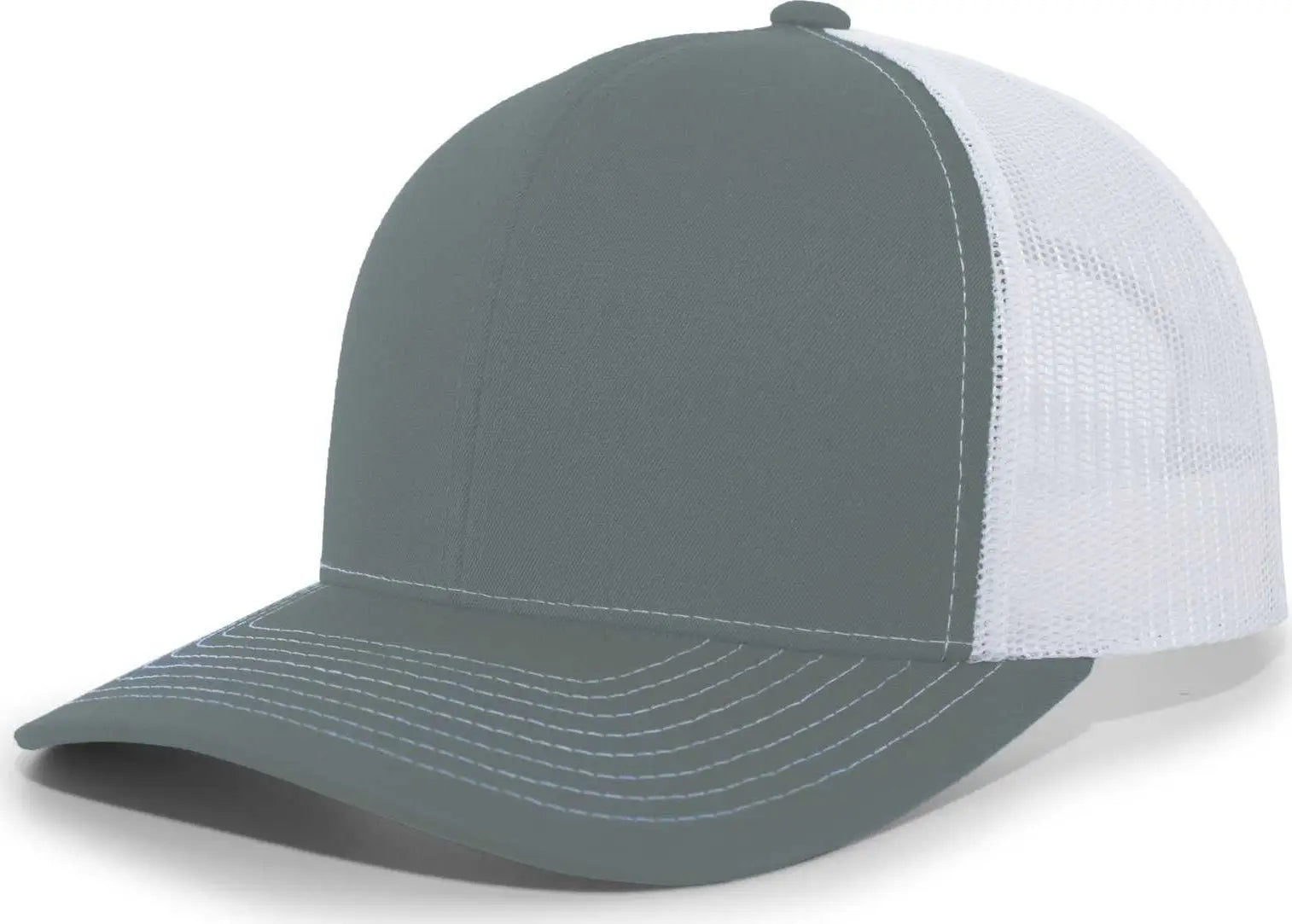 Pacific Headwear 104S Contrast Stitch Snapback Trucker Cap - Graphite White Graphite - Dark Gray White / 7’’ - 7 7/8’’