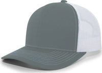 Pacific Headwear 104S Contrast Stitch Snapback Trucker Cap - Graphite White Graphite - Dark Gray White / 7’’ - 7 7/8’’