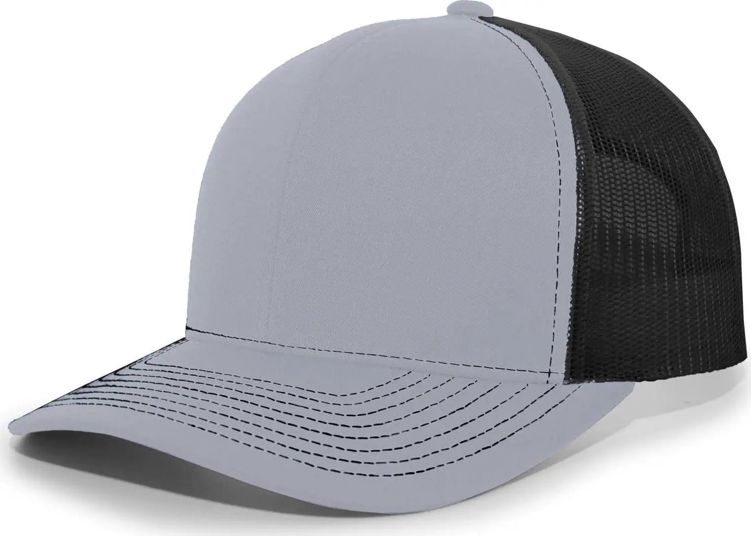 Pacific Headwear 104S Contrast Stitch Snapback Trucker Cap - Heather Grey Black Heather Gr - Gray White / 7’’ - 7 7/8’’