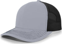Pacific Headwear 104S Contrast Stitch Snapback Trucker Cap - Heather Grey Black Heather Gr - Gray White / 7’’ - 7 7/8’’