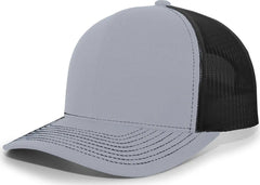 Pacific Headwear 104S Contrast Stitch Snapback Trucker Cap - Heather Grey Black Heather Gr - Gray White / 7’’ - 7 7/8’’