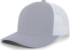 Pacific Headwear 104S Contrast Stitch Snapback Trucker Cap - Heather Grey White Heather Gr - Gray White / 7’’ - 7 7/8’’