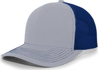 Pacific Headwear 104S Contrast Stitch Snapback Trucker Cap - HeatherGrey Royal Heather Grey - Gray Royal / 7’’ - 7 7/8’’