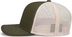 Pacific Headwear 104S Contrast Stitch Snapback Trucker Cap - MossGreen Beige MossGreen - Green Ivory / 7’’ - 7 7/8’’