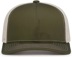Pacific Headwear 104S Contrast Stitch Snapback Trucker Cap - MossGreen Beige MossGreen - Green Ivory / 7’’ - 7 7/8’’