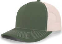 Pacific Headwear 104S Contrast Stitch Snapback Trucker Cap - MossGreen Beige MossGreen - Green Ivory / 7’’ - 7 7/8’’