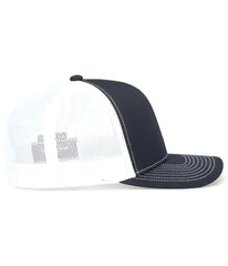 Pacific Headwear 104S Contrast Stitch Snapback Trucker Cap - Navy White Navy - Navy White / 7’’ - 7 7/8’’