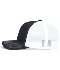 Pacific Headwear 104S Contrast Stitch Snapback Trucker Cap - Navy White Navy - Navy White / 7’’ - 7 7/8’’