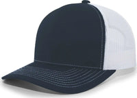 Pacific Headwear 104S Contrast Stitch Snapback Trucker Cap - Navy White Navy - Navy White / 7’’ - 7 7/8’’