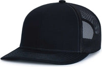 Pacific Headwear 104S Contrast Stitch Trucker Snapback - Black Graphite - Black Dark Gray / 7’’ 7 7/8’’