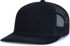 Pacific Headwear 104S Contrast Stitch Trucker Snapback - Black Graphite - Black Dark Gray / 7’’ 7 7/8’’