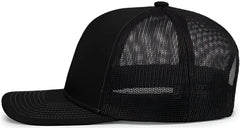 Pacific Headwear 104S Contrast Stitch Trucker Snapback - Black Graphite - Black Dark Gray / 7’’ 7 7/8’’