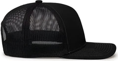 Pacific Headwear 104S Contrast Stitch Trucker Snapback - Black Graphite - Black Dark Gray / 7’’ 7 7/8’’