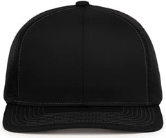 Pacific Headwear 104S Contrast Stitch Trucker Snapback - Black Graphite - Black Dark Gray / 7’’ 7 7/8’’