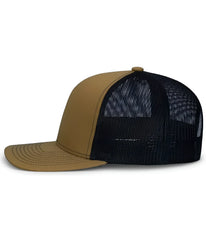 Pacific Headwear 104S Contrast Stitch Trucker Snapback - Buck Lt Charcoal Buck - Brown Gray / 7’’ 7 7/8’’