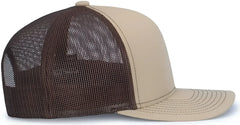 Pacific Headwear 104S Contrast Stitch Trucker Snapback - Khaki Brown Khaki - Khaki Brown / 7’’ 7 7/8’’