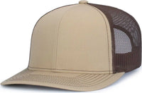 Pacific Headwear 104S Contrast Stitch Trucker Snapback - Khaki Brown Khaki - Khaki Brown / 7’’ 7 7/8’’